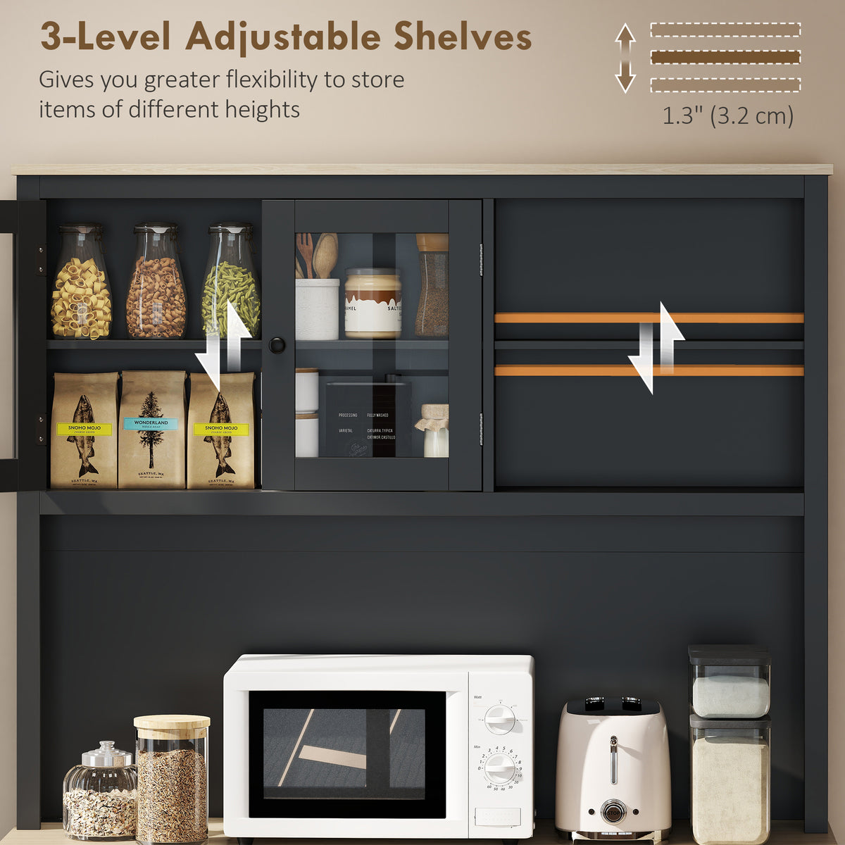 Kitchen pantry cabinet with charging station 26 L