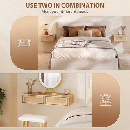 Floating bedside table wall-mounted nightstand — Set of 2