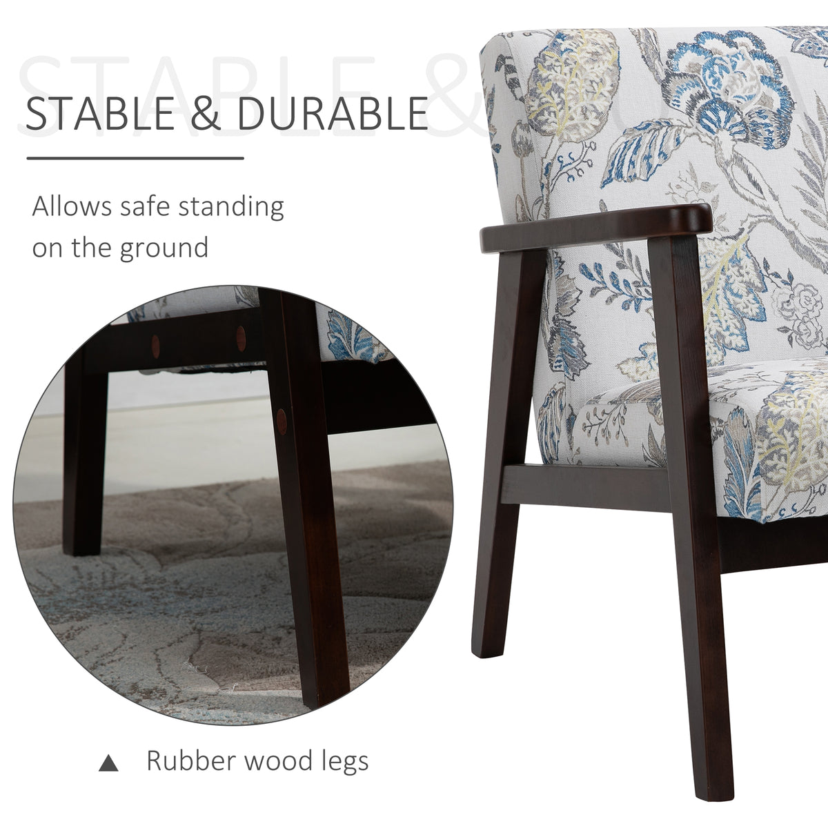 Accent Chair Mid-Century Modern Retro Fabric with Armrests