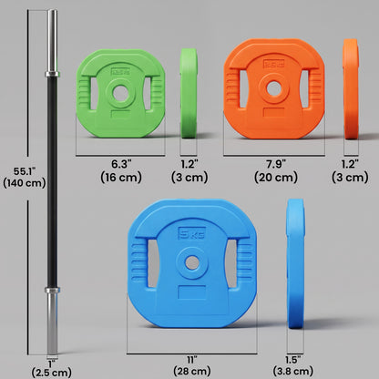 Juego de mancuernas con barra ajustable de 30 kg — Multicolor