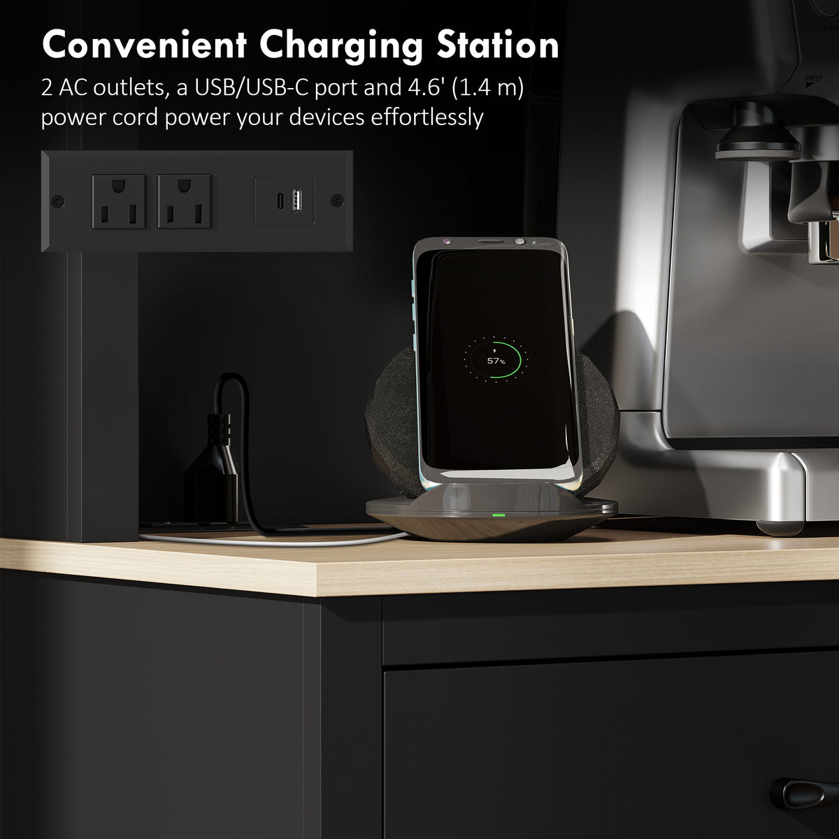 Kitchen pantry cabinet with charging station 26 L