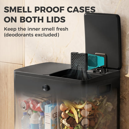 Dual pedal trash can soft-close 2x20L