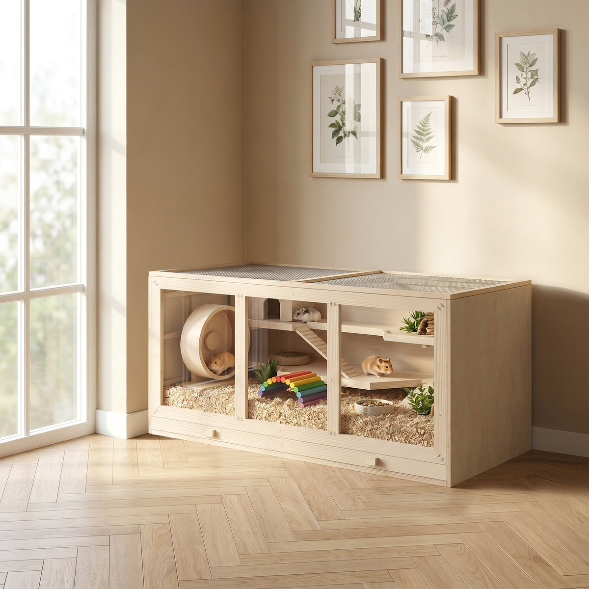 Wooden hamster cage