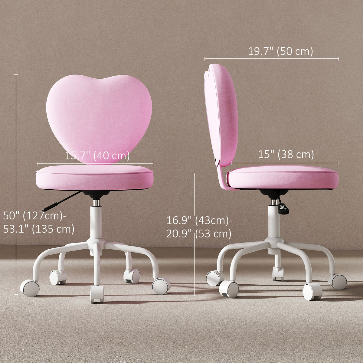 Heart back office chair linen fabric