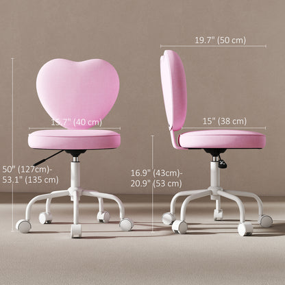 Heart back office chair linen fabric