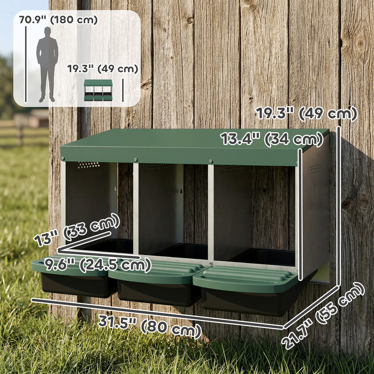 Chicken nesting box in fir wood