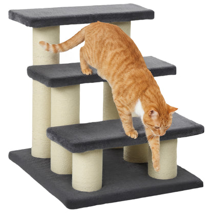 Escalera para mascotas de 3 niveles con rascador de peluche