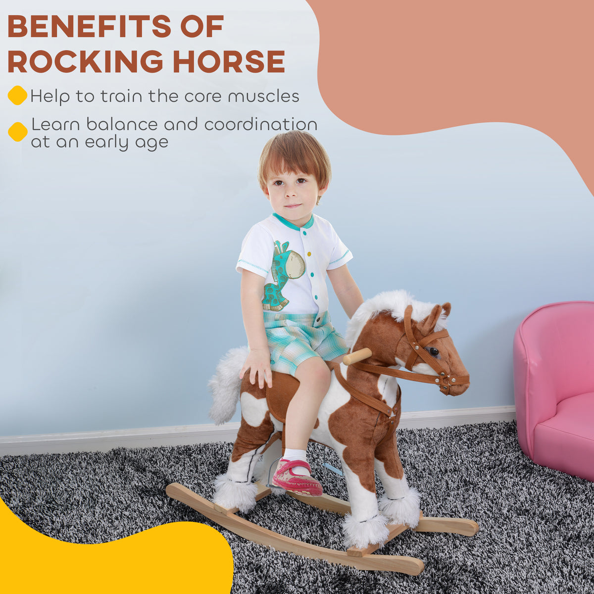 Kids Plush Rocking Horse with Realistic Sounds
