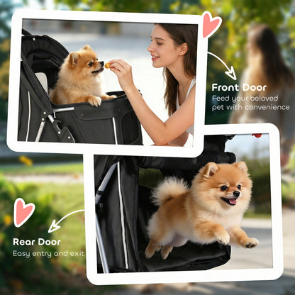 Cochecito plegable de 3 ruedas para perros con toldo ajustable