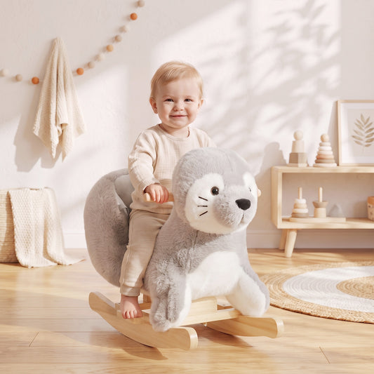 Caballo mecedor de peluche de foca para niños pequeños
