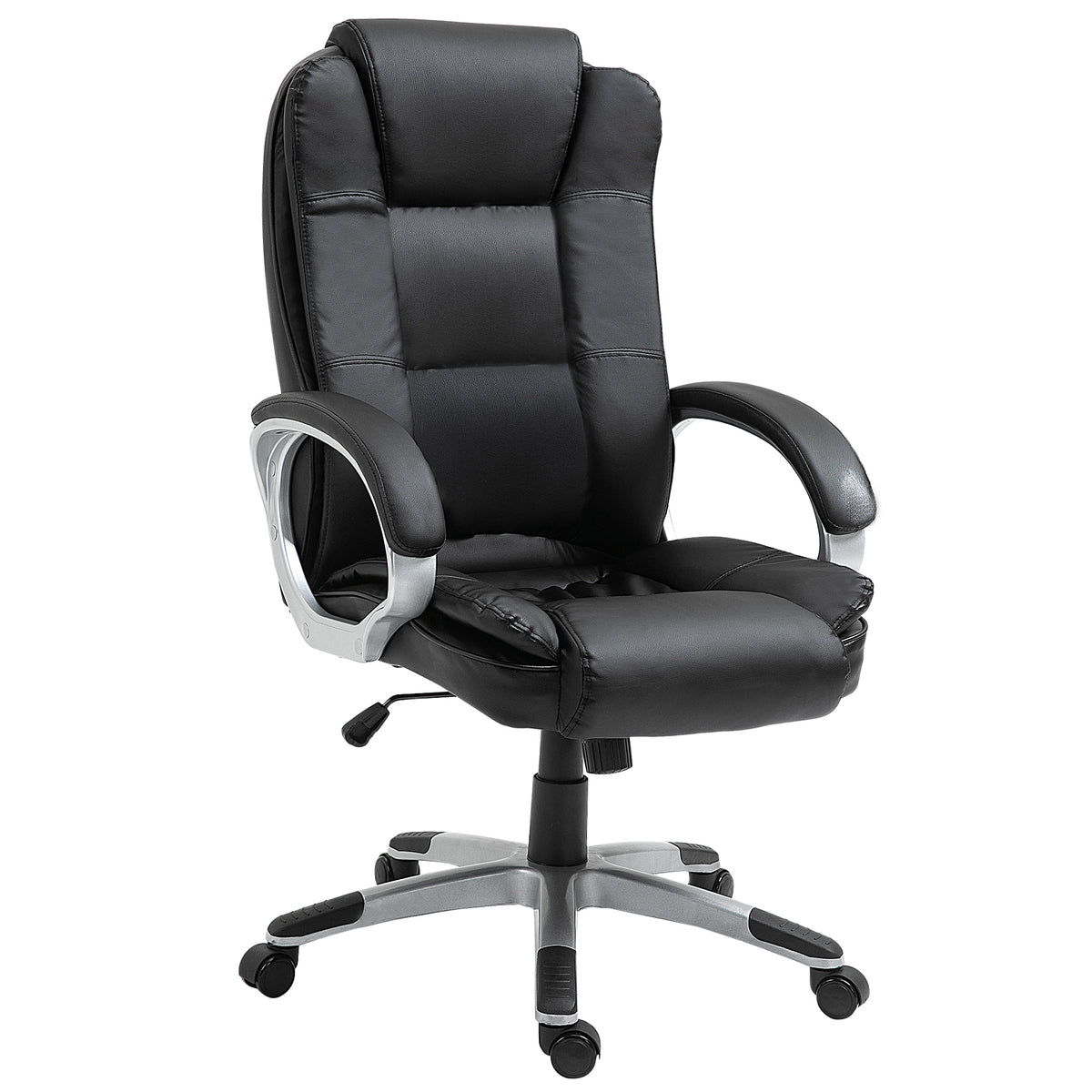 Silla de oficina ejecutiva giratoria de cuero sintético con respaldo alto