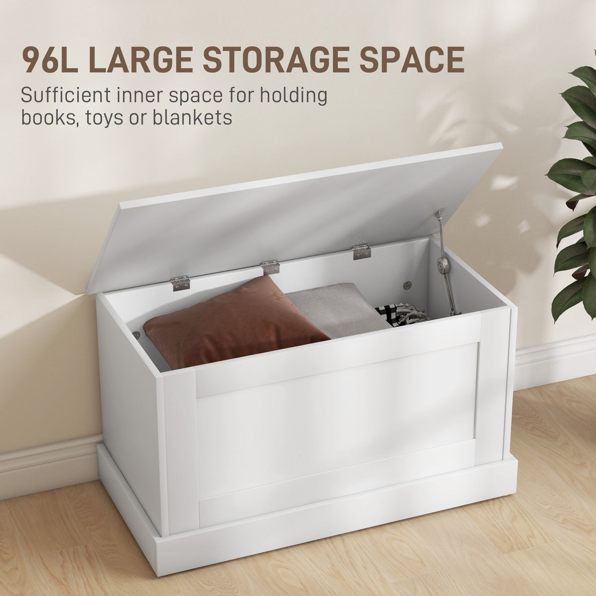 Multifunctional Storage Bench with Safety Hinge