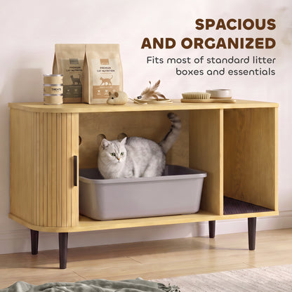 Modern Sliding Cat Litter Box Enclosure End Table