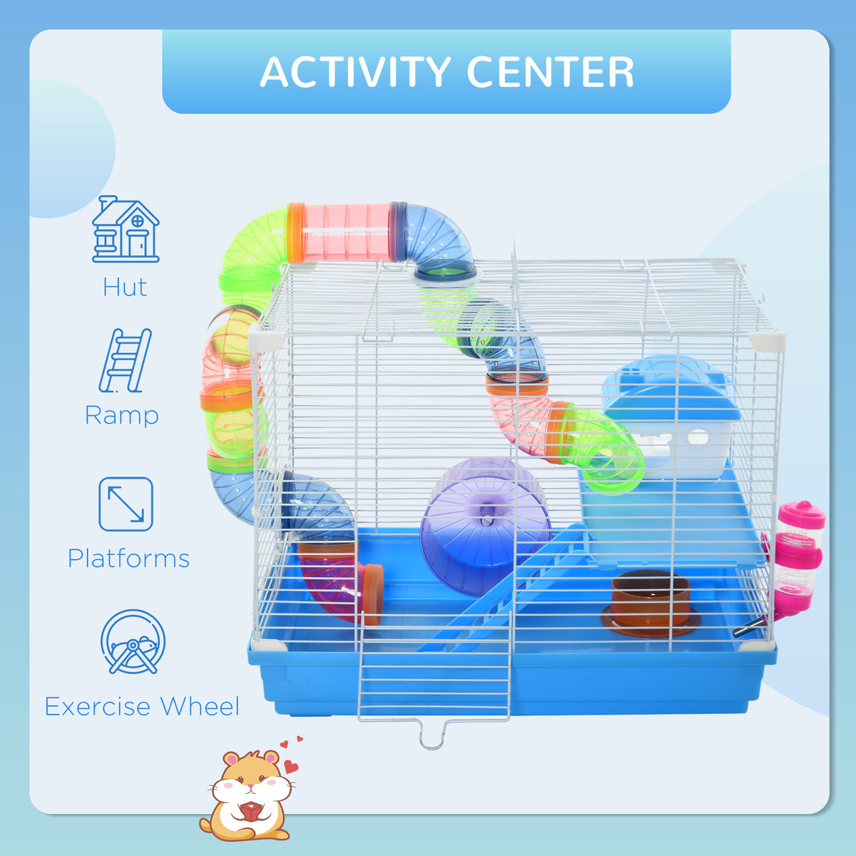 2-Tier hamster cage with tube system