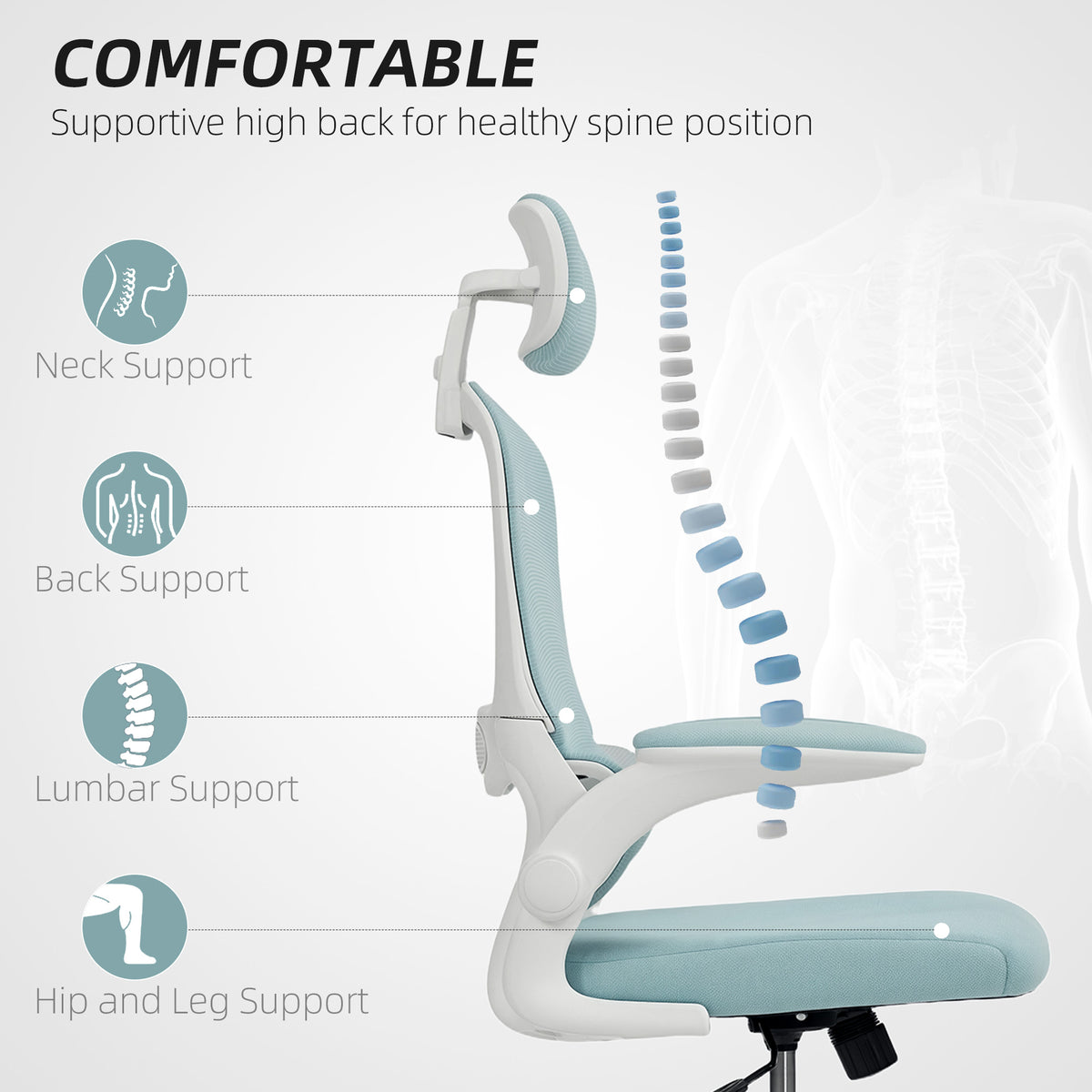 Ergonomic office chair high back rotatable headrest