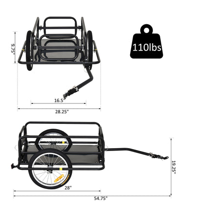 Remolque plegable para bicicleta de carga, acero robusto