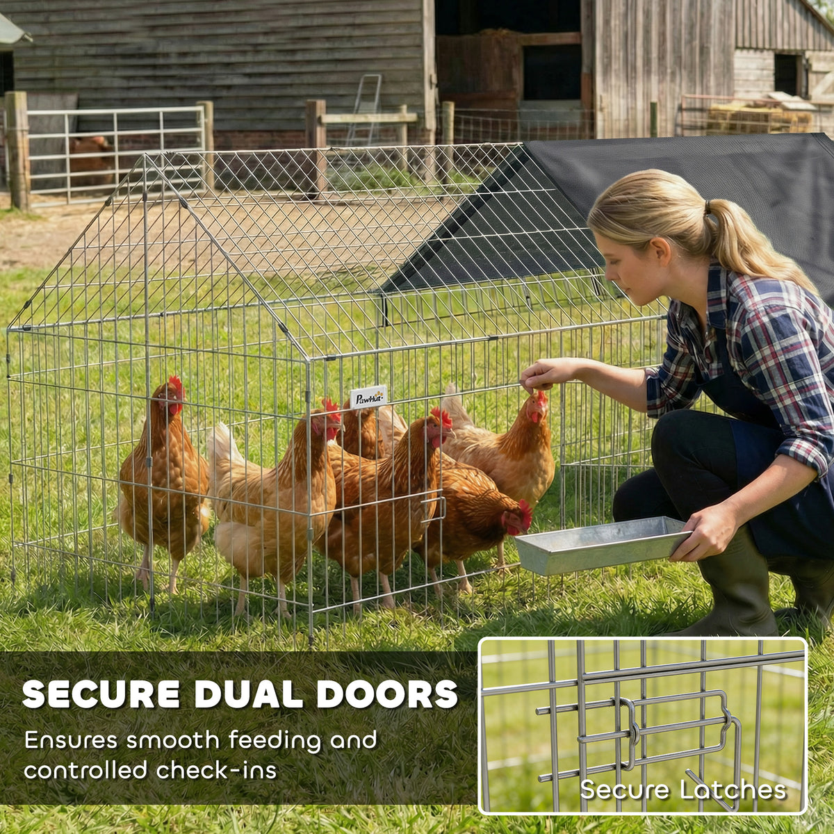 Metal Chicken Run with UV-Resistant Cover