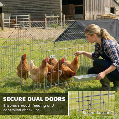 Metal Chicken Run with UV-Resistant Cover