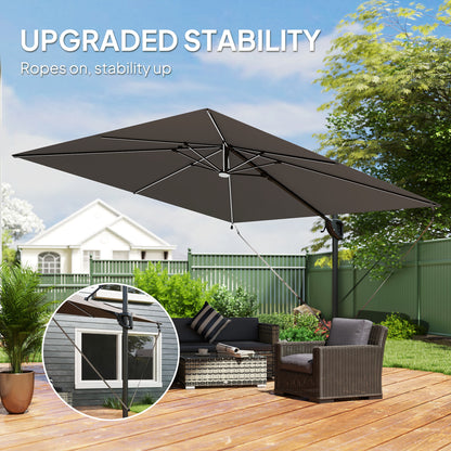 Offset Cantilever Patio Umbrella with Solar Lights UPF50+