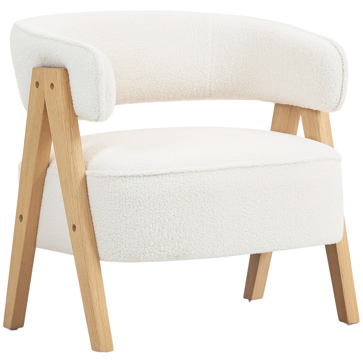 Sillón decorativo de forro sherpa con patas de madera nórdicas