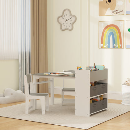 Kids Table and Chairs Set with Paper Roll — Set of 3