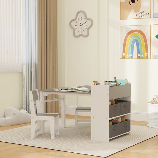Kids Table and Chairs Set with Paper Roll — Set of 3