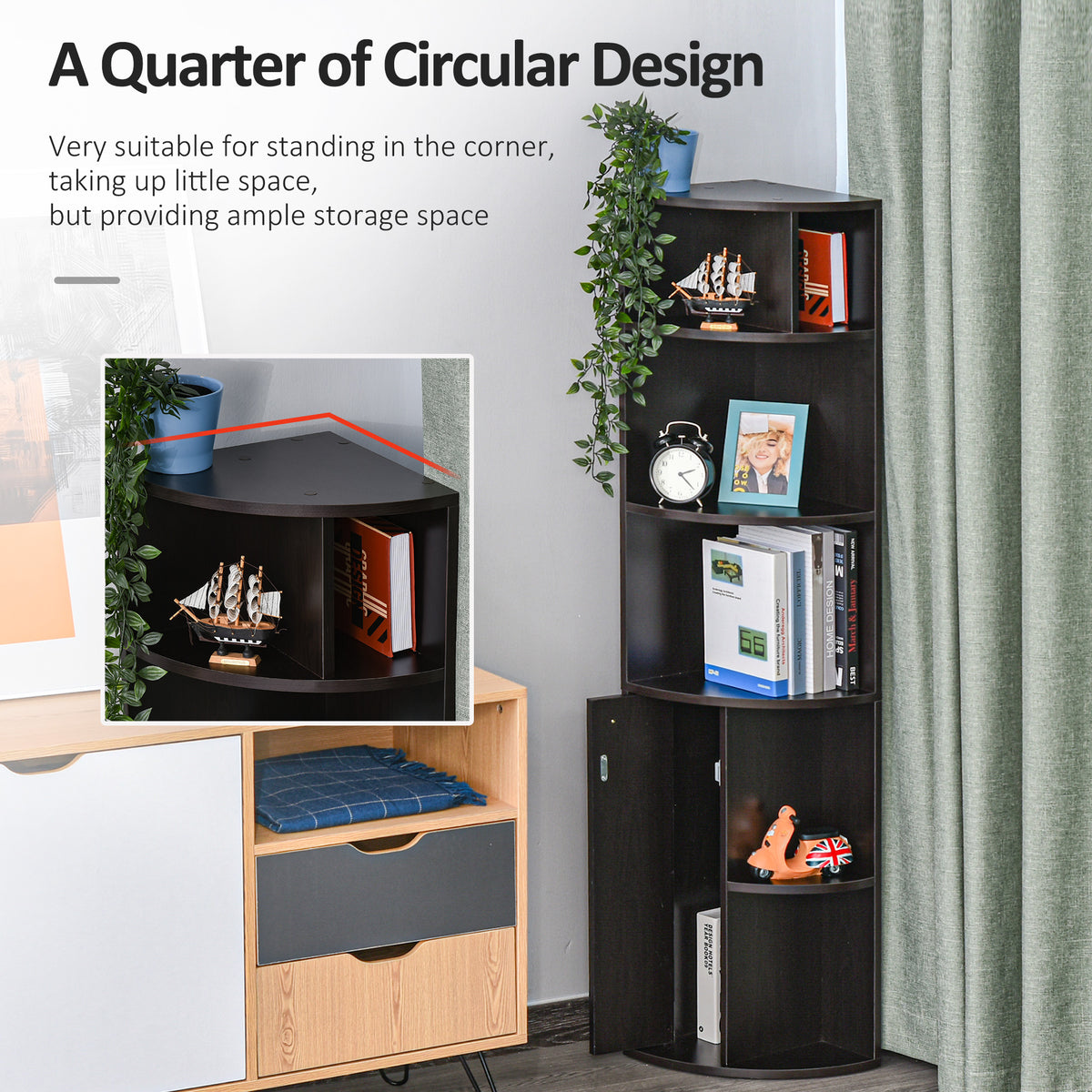 5-Tier Corner Bookshelf Storage Unit
