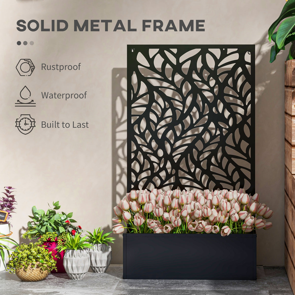 Outdoor Privacy Screen with Raised Garden Bed Planter