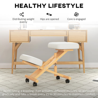 Ergonomic Kneeling Chair with Rubberwood Frame