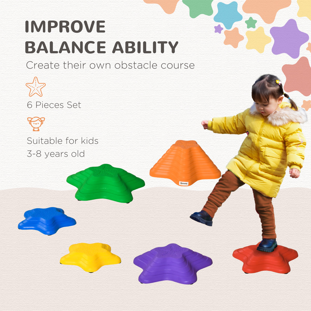 Piedras de equilibrio antideslizantes para niños — 6 uds.