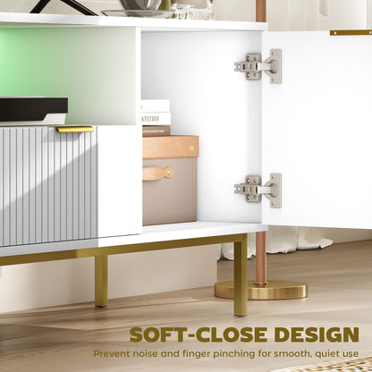 Modern TV Stand with RGB LED Lighting and Storage