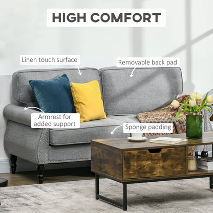 Traditional 2-Seater Linen Loveseat Sofa