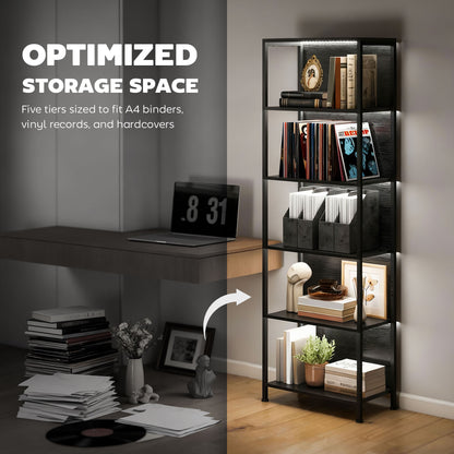 5-Tier Freestanding Bookshelf with LED Lights