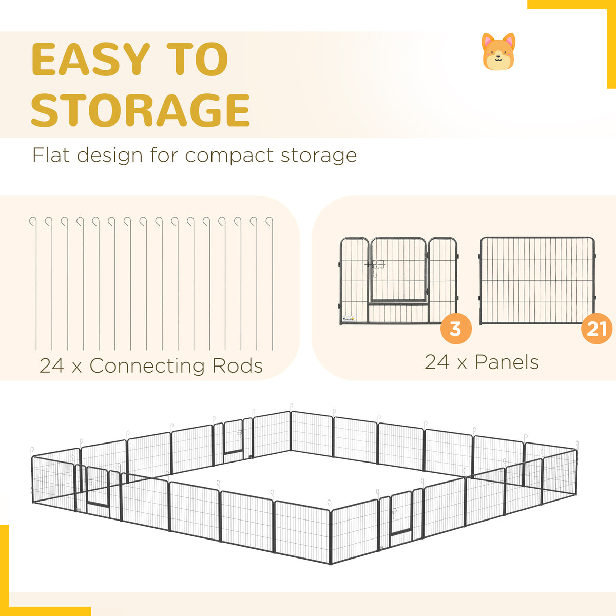 Heavy Duty Dog Playpen 24 Panels — steel