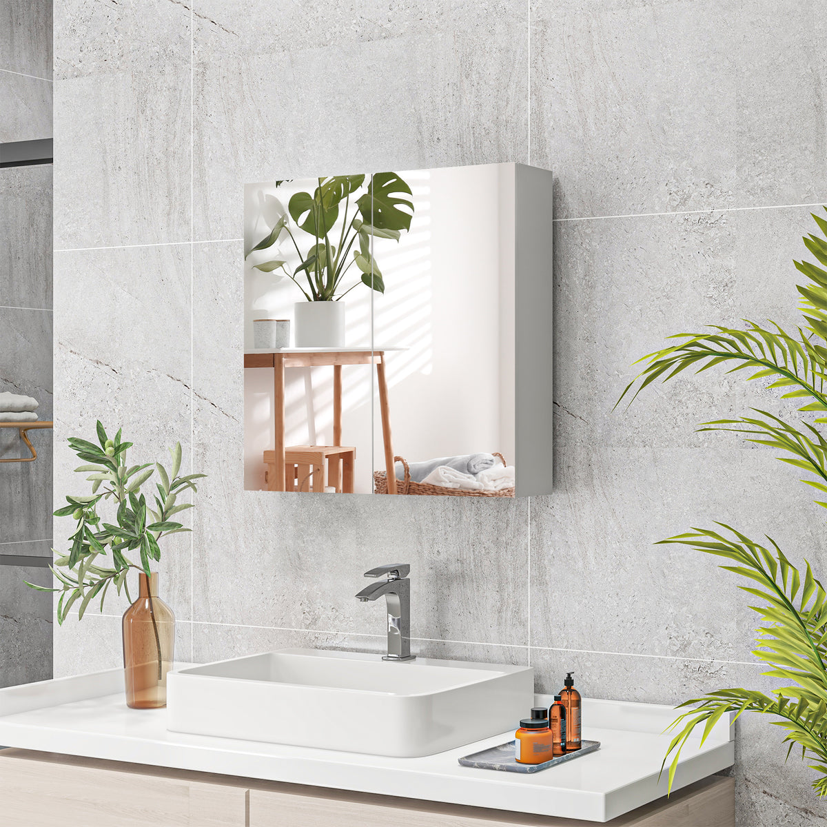Wall mounted mirrored medicine cabinet