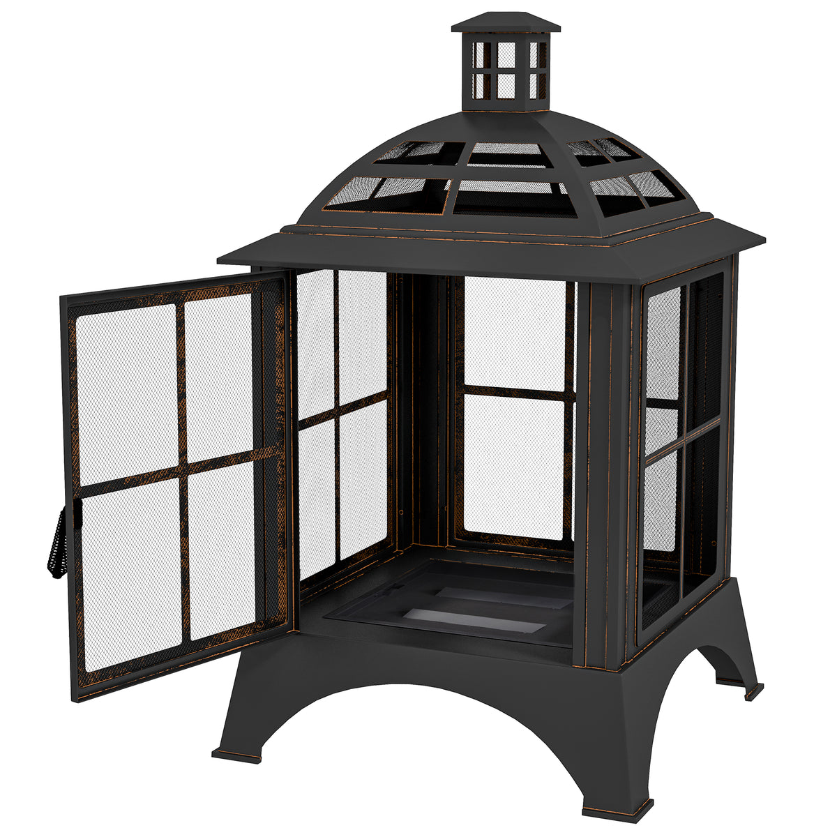 Chimney-Style Wood-Burning Fire Pit with Poker