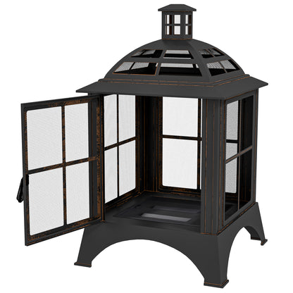 Chimney-Style Wood-Burning Fire Pit with Poker