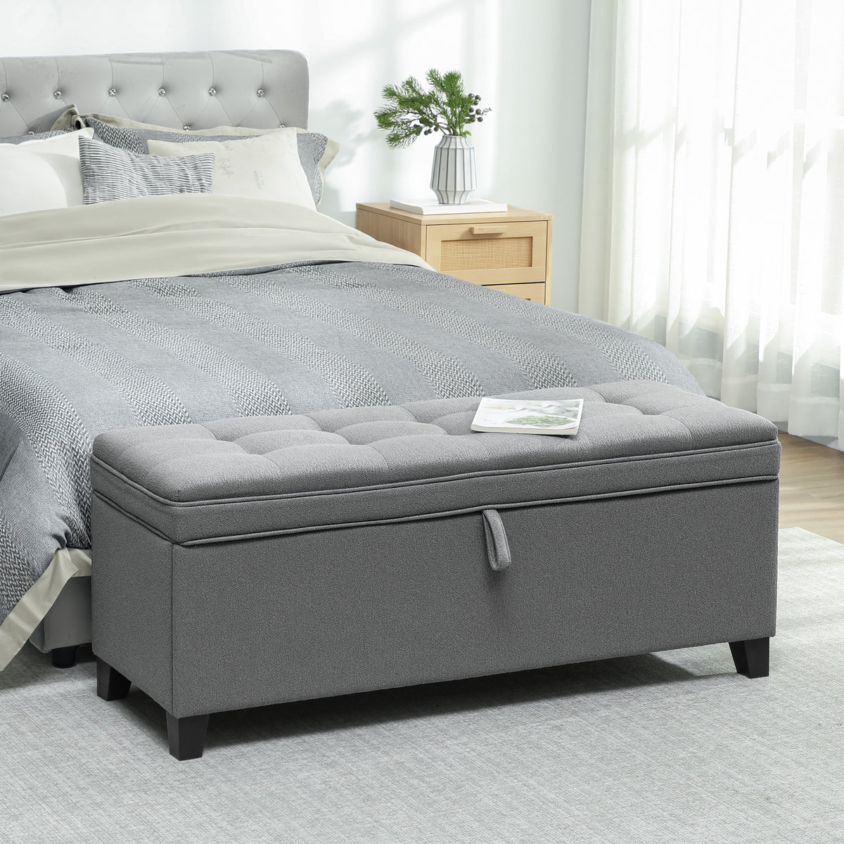 Linen Storage Ottoman Bench