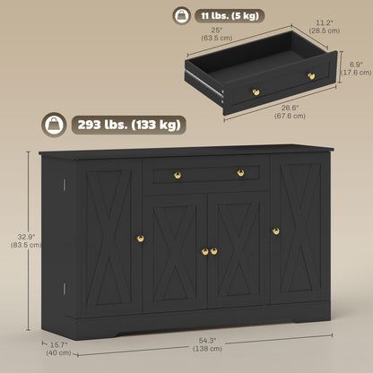 Farmhouse Buffet Sideboard Cabinet with Barn Doors