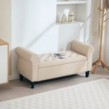 Tufted Storage Bench with Rolled Arms