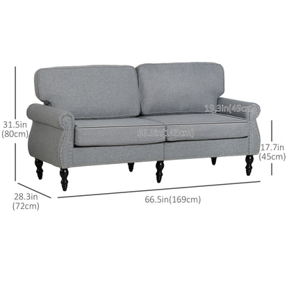 Traditional 2-Seater Linen Loveseat Sofa