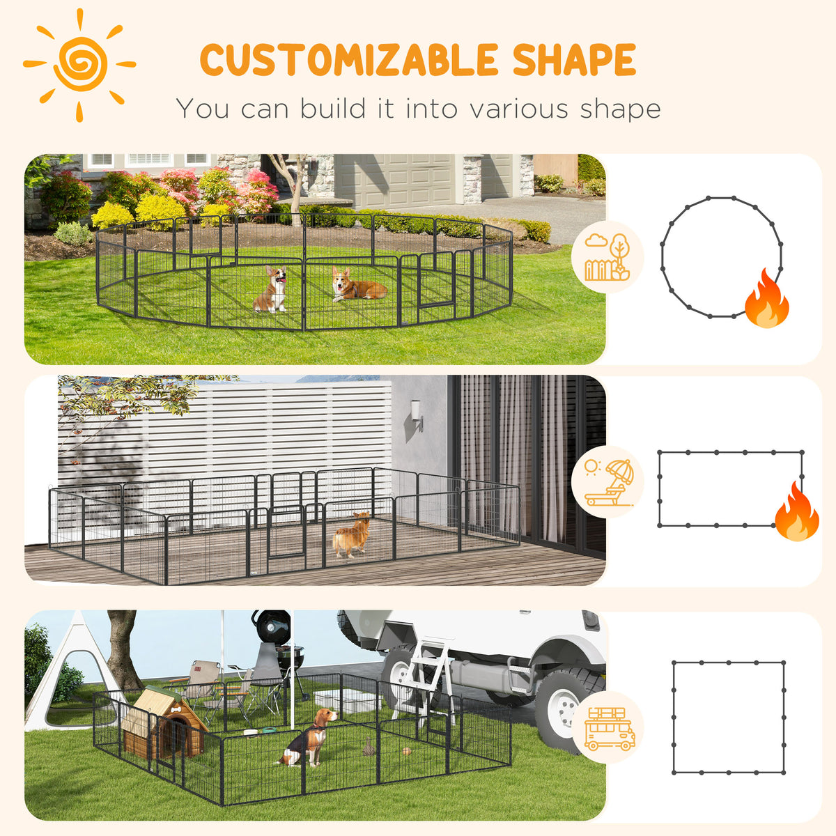 Heavy-duty modular steel dog playpen