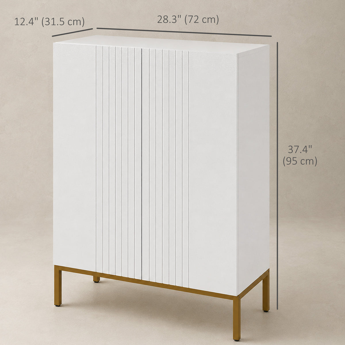 Shoe storage cabinet with adjustable shelves