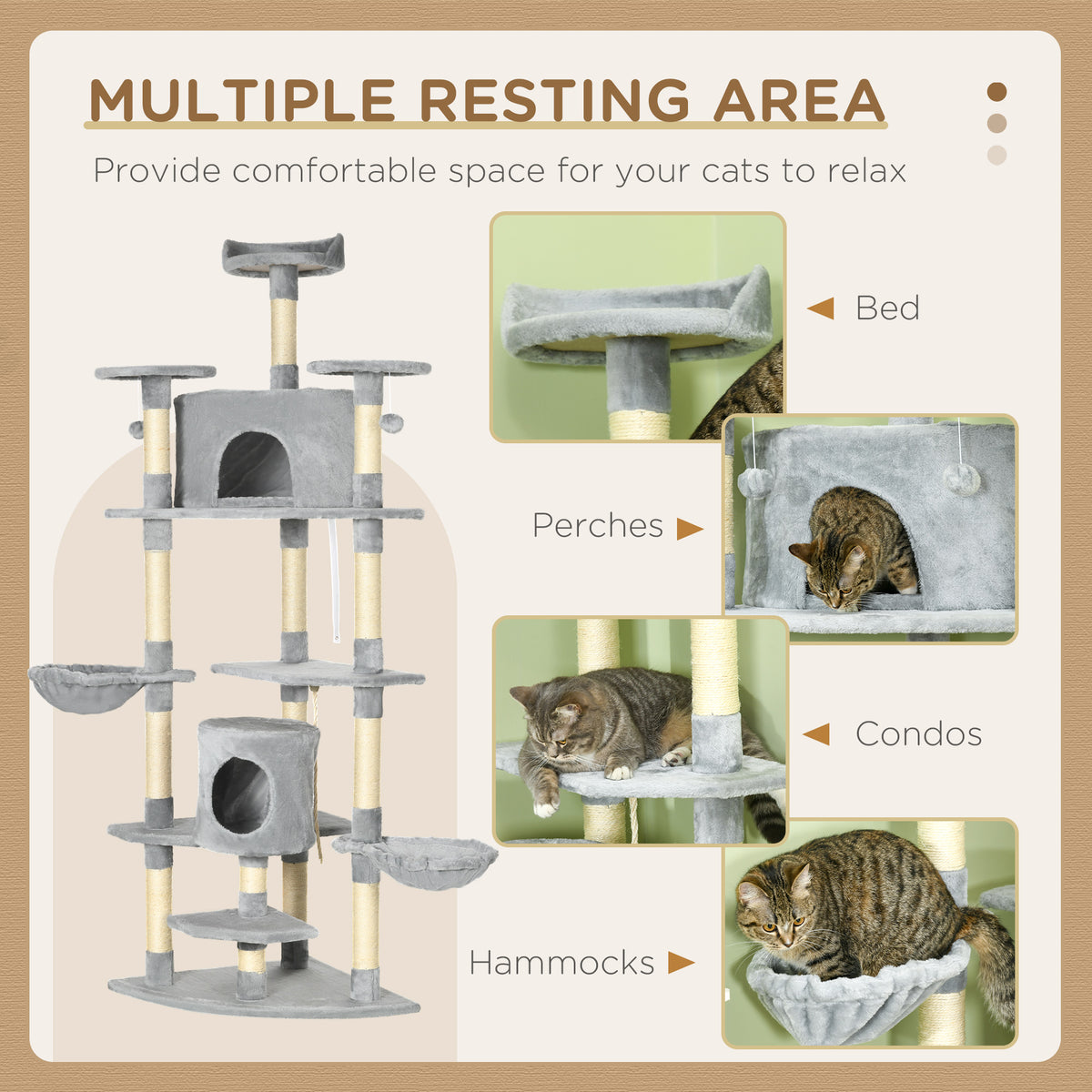 Multi-Level Cat Tree 79 Inch with Scratching Posts