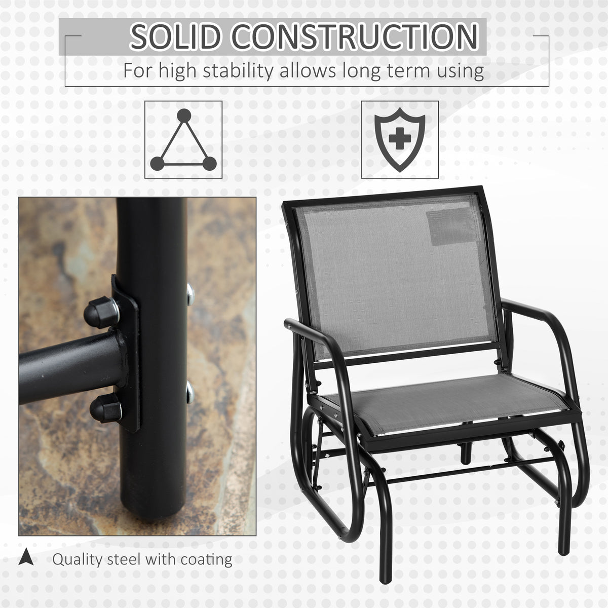 Outdoor Steel Patio Glider Chair