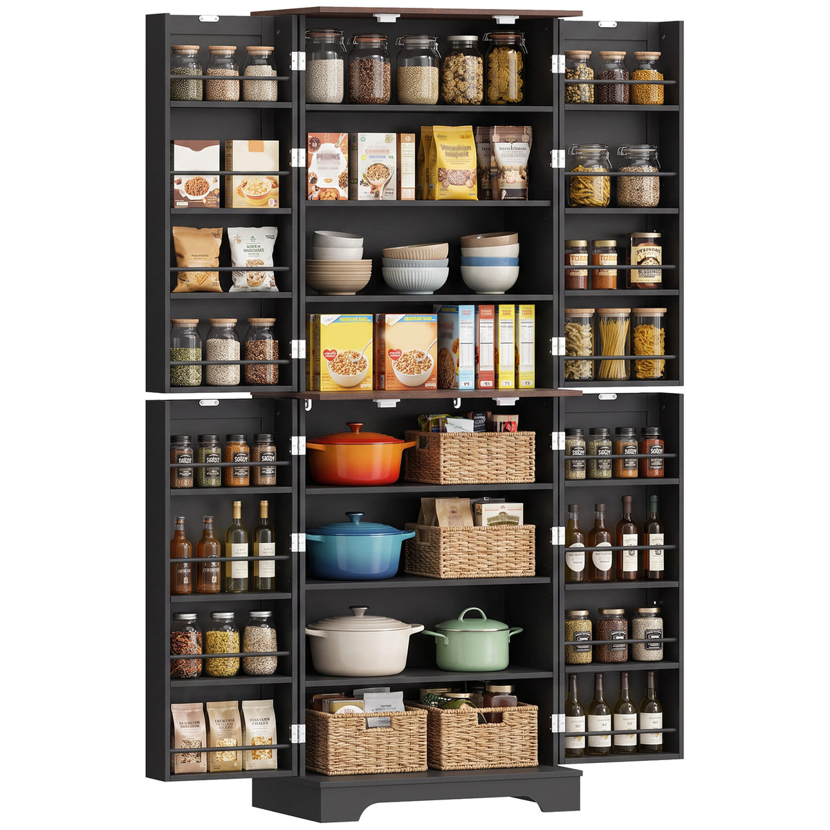 Tall farmhouse kitchen pantry storage cabinet