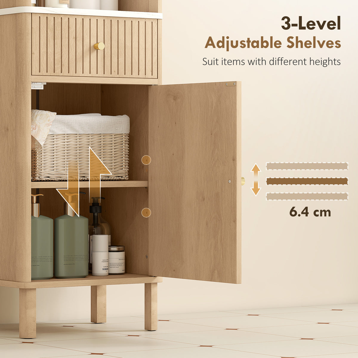 Bathroom Cabinet 66" Tall — Oak