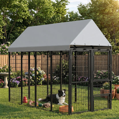 Gran caseta exterior para perros con techo