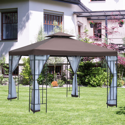 Cenador de jardín de doble techo con mosquitera 3x3 m