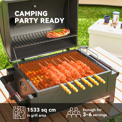 Tabletop charcoal smoker portable with thermometer